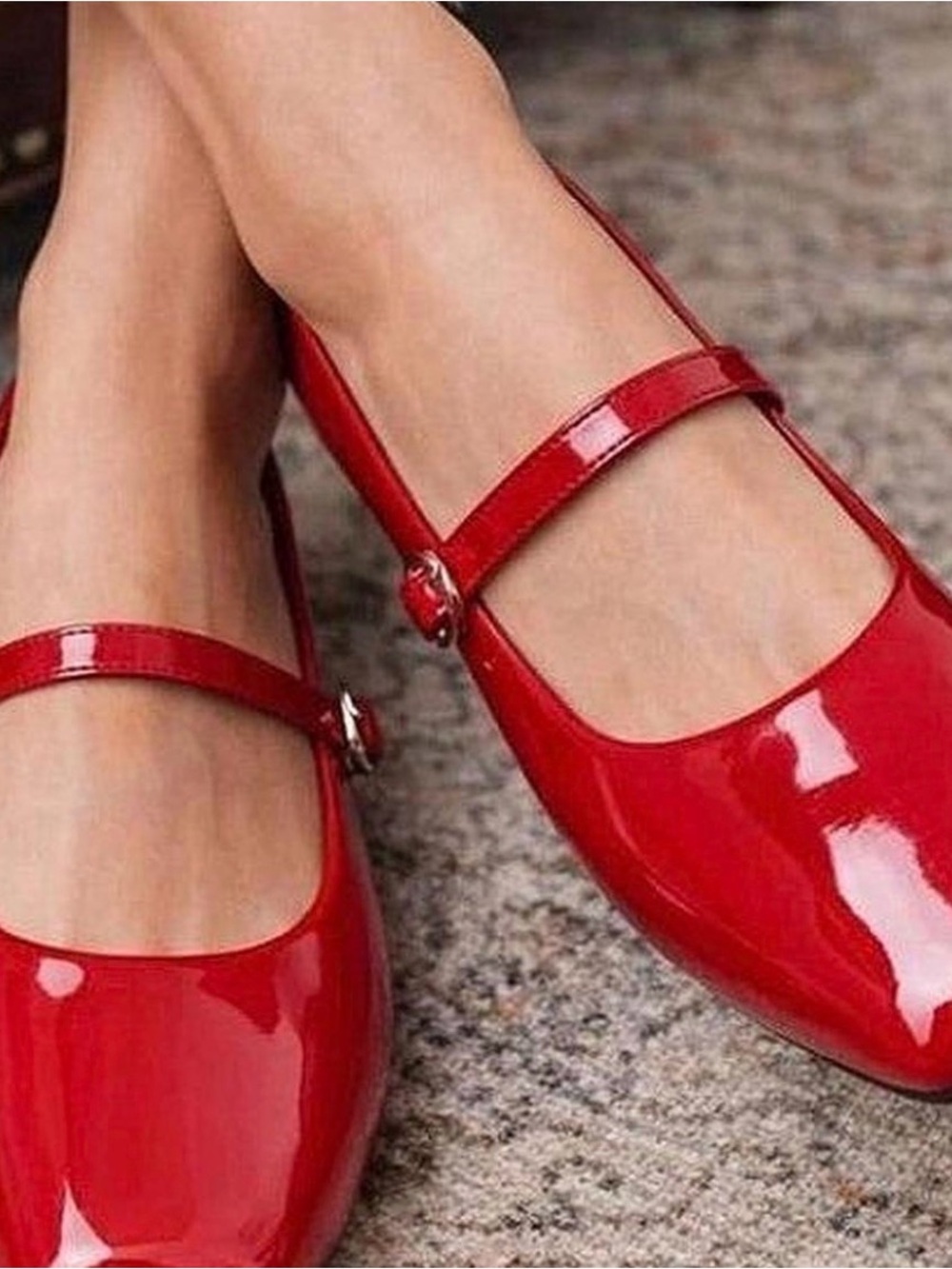 Patent Mary Jane Flats in Vibrant Red